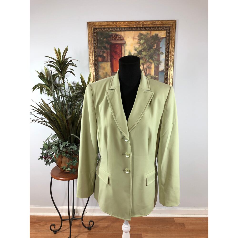 Liz Claiborne Suits Women Size 10 Lapel Notch Collar 3 Button Closure Lime Green